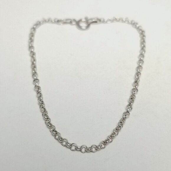Vintage Jewelry - Vintage Sterling Silver Chain Bracelet, 925 Milor Italy, Rolo Link, 7 Inch
